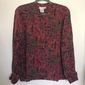 Vintage Tess Silk Floral Pattern Blouse